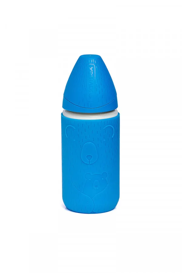 FLASICA STAKLENA 240ML 3P S + SIL. NAVLAKA TAMNOPLAVA 