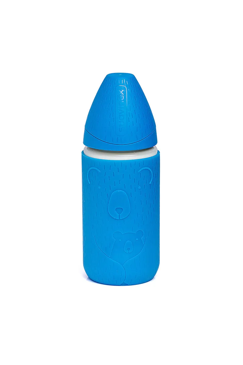 FLASICA STAKLENA 240ML 3P S + SIL. NAVLAKA TAMNOPLAVA 